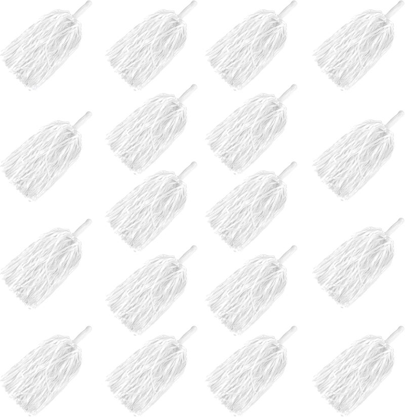 KDPATFAV 18PCS Cheerleading Pom Poms Plastic Pom Poms with Baton Handle for Game Sports Squads Dancing Party Football Basketball Club Spirit Sports Stage Performance Celebration (PET White) - Image 1